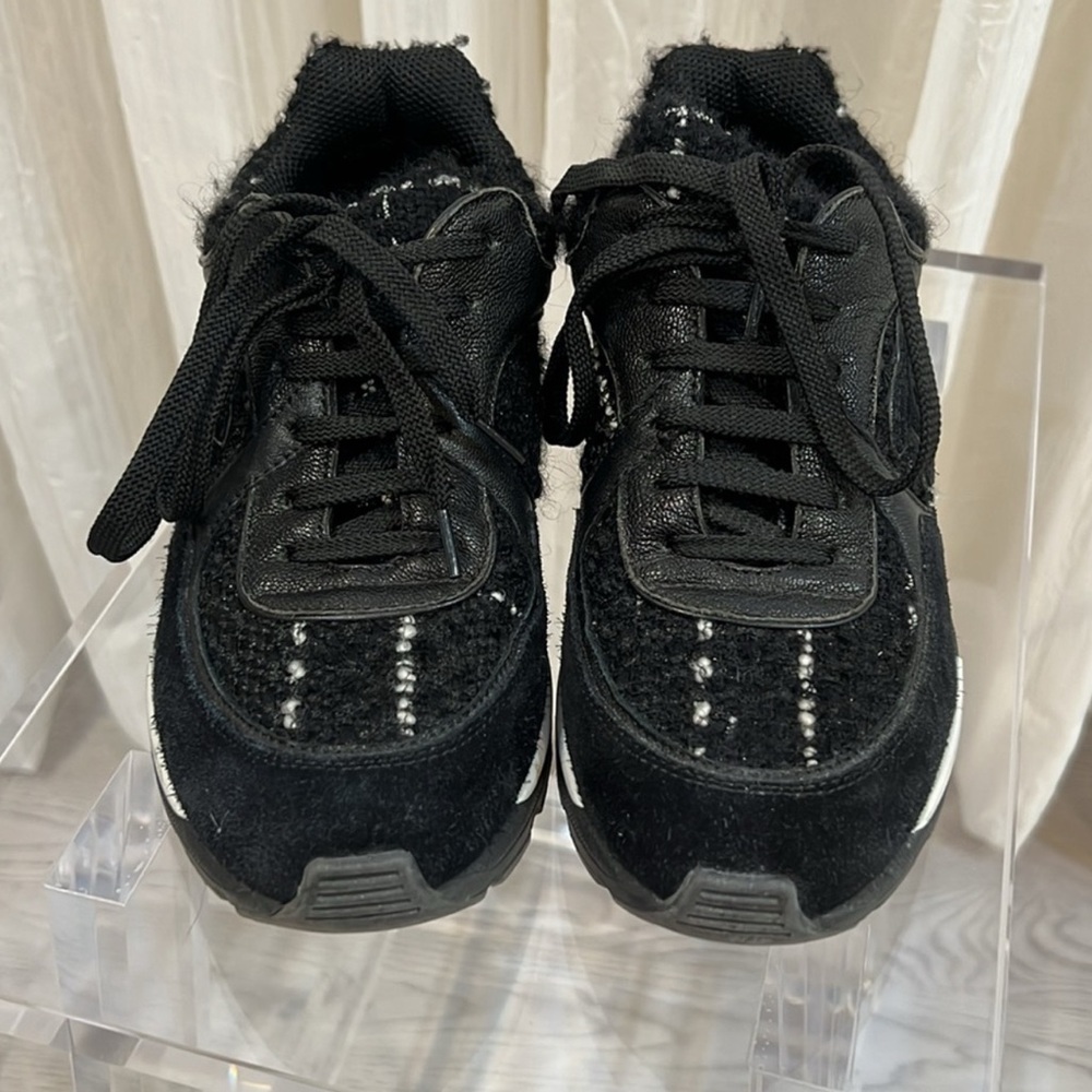 CHANEL Women's Black and White Sneakers